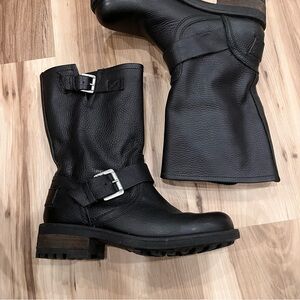 Bull Boxer Black Leather Buckle Boots Biker Motor Coachella Festival Punk